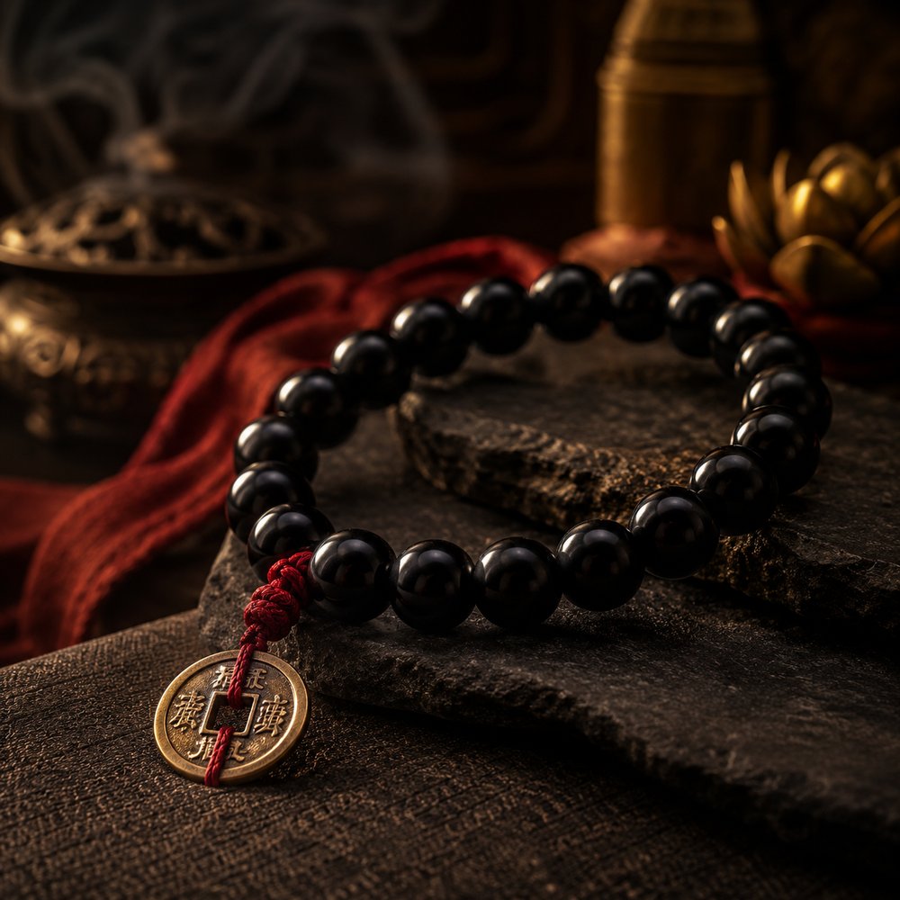 Fortune — تصوّر لتصميم سوار من عملات الحظ + السبج الأسود